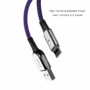 Kép 4/8 - Baseus X-type USB - Lightning 2,4A 0,5m szövet kábel jelzőfénnyel - lila