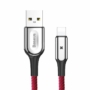 Kép 1/8 - Baseus X-type USB - Lightning 2,4A 1m szövet kábel jelzőfénnyel - piros