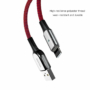 Kép 5/8 - Baseus X-type USB - Lightning 2,4A 1m szövet kábel jelzőfénnyel - piros