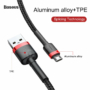 Kép 6/8 - Baseus Cafule USB - Micro-USB kábel 1,5A 2m - fekete-piros