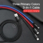 Kép 5/14 - Baseus Three Primary Colors Micro-USB + USB Type-C + Lightning 3,5A 1,2m kábel fekete