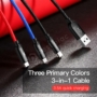 Kép 6/14 - Baseus Three Primary Colors Micro-USB + USB Type-C + Lightning 3,5A 1,2m kábel fekete