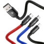 Kép 7/14 - Baseus Three Primary Colors Micro-USB + USB Type-C + Lightning 3,5A 1,2m kábel fekete