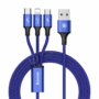Kép 1/8 - Baseus Cable Rapid series 3-in-1 Micro + Lightning + USB Type-C 3A 1.2m kábel sötétkék