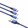 Kép 3/8 - Baseus Rapid 3 az 1-ben USB - micro-USB + Lightning + USB-C 3A 1,2m kábel - kék