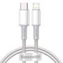 Kép 1/15 - Baseus High Density USB Type-C - Lightning fonott PD 20W 1m kábel gyorstöltéshez - fehér