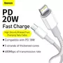 Kép 4/15 - Baseus High Density USB-C - Lightning sodrott szövet PD 20W 5A kábel 1m - fehér