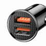 Kép 6/10 - Baseus Circular Plastic A+A Dual Quick Charge 3.0 30W autós szivargyújtó töltő fekete