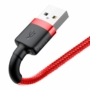 Kép 2/5 - Baseus Cafule  USB - Lightning 2,4A 0,5m kábel - piros-fekete