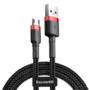 Kép 1/10 - Baseus Cafule USB - micro-USB 2,4A 0,5m szövet sordott kábel  - piros-fekete
