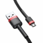 Kép 10/10 - Baseus Cafule USB - micro-USB 2,4A 0,5m szövet sordott kábel  - piros-fekete