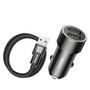 Kép 2/6 - Baseus Small Screw Dual USB autós szivargyújtó töltő + USB-C kábel - fekete