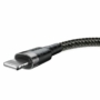Kép 3/10 - Baseus Cafule USB - Lightning sodrott QC3.0 2,4A 0,5m kábel - fekete-sötétszürke