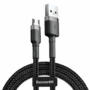 Kép 1/11 - Baseus Cafule USB - Micro-USB QC 1,5A 2m sodrott szövet kábel - fekete