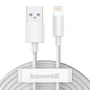 Kép 1/11 - Baseus Simple Wisdom USB - Lightning 2,4A 1,5m kábel - fehér (2db)