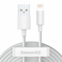 Kép 1/11 - Baseus Simple Wisdom USB - Lightning 2,4A 1,5m kábel - fehér (2db)
