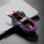 Kép 4/8 - Baseus Rapid Series 4 az 1-ben USB - Lightning + 2xUSB Type-C + micro-USB 3,5A 1,2m kábel - fekete
