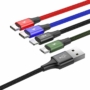 Kép 3/8 - Baseus Rapid Series 4 az 1-ben USB - Lightning + 2xUSB Type-C + micro-USB 3,5A 1,2m kábel - fekete