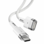 Kép 3/18 - Baseus Zinc Mágneses USB Type-C - Apple MacBook MagSafe 1 T-Shaped fonott tápkábel 60W 2m - fehér