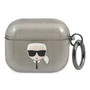 Kép 1/3 - Karl Lagerfeld AirPods 3 Glitter Karl`s Head tok - áttetsző szürke