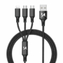 Kép 1/2 - Wozinsky 3-az-1-ben USB - Lightning + USB Type-C + micro-USB 2,8A 1,25m kábel - fekete
