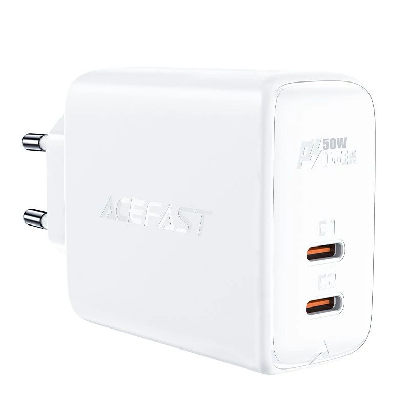 Acefast A29 GaN PD 50W 2xUSB-C hálózati gyorstöltő - fehér