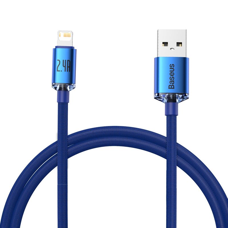 Baseus Crystal Shine USB - Lightning 2,4A 1,2m kábel - kék
