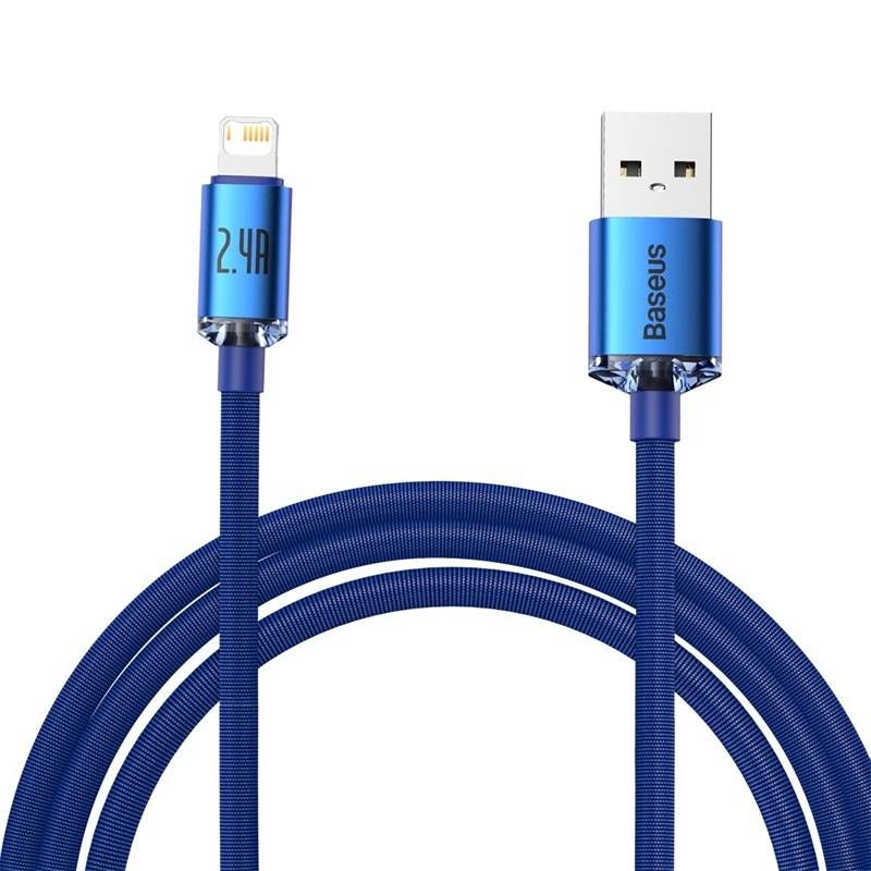 Baseus Crystal Shine USB - Lightning 2,4A 2m kábel - kék
