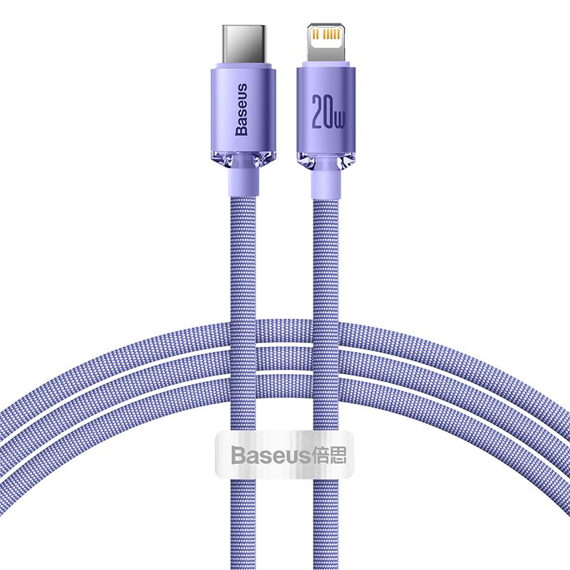 Baseus Crystal Shine USB-C - Lightning 20W PD 1,2m kábel - lila