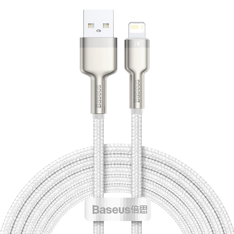Baseus Cafule USB - Lightning 2,4A 2m sodrott kábel - fehér