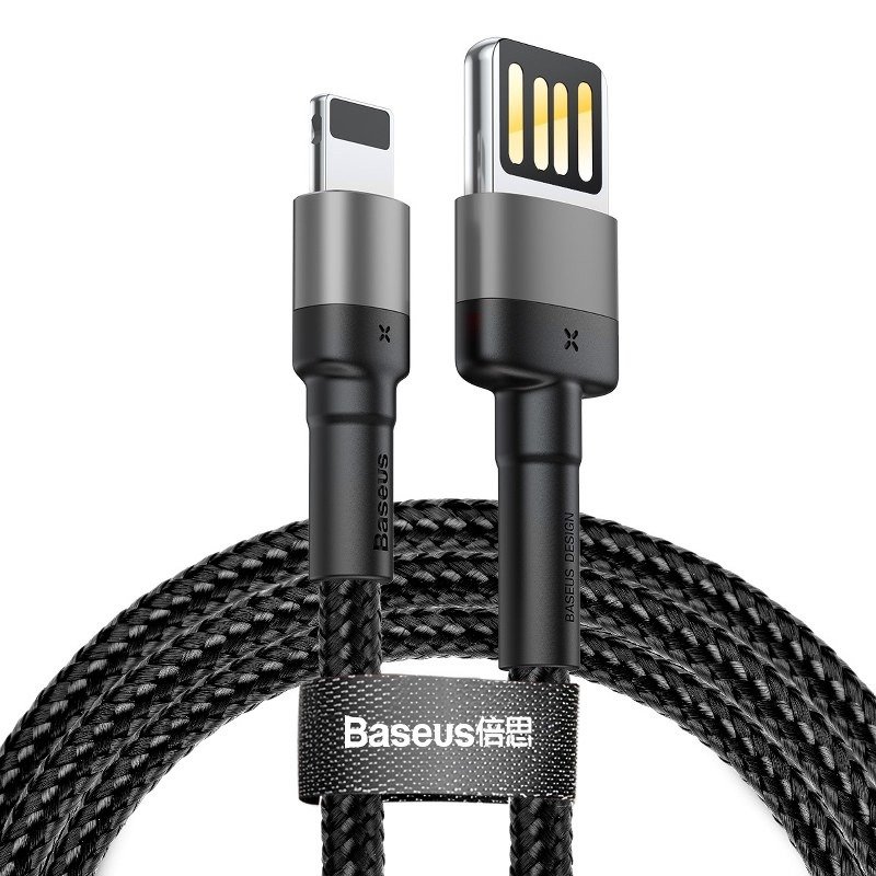 Baseus Cafule USB - Lightning 2,4A 1m kétoldalas kábel - szürke-fekete