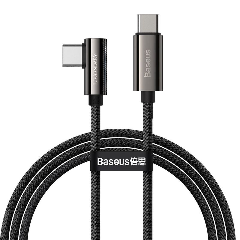 Baseus Legend Elbow USB-C - USB-C 100W PD derékszögű kábel 1m - fekete