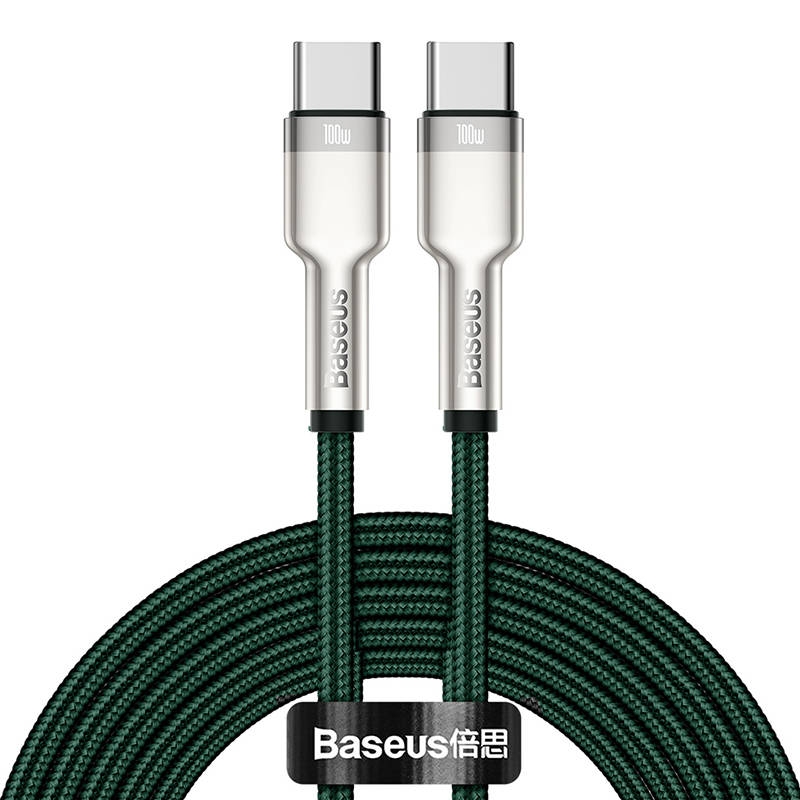 Baseus Cafule Metal USB-C - USB-C 100W 2m kábel - sötétzöld