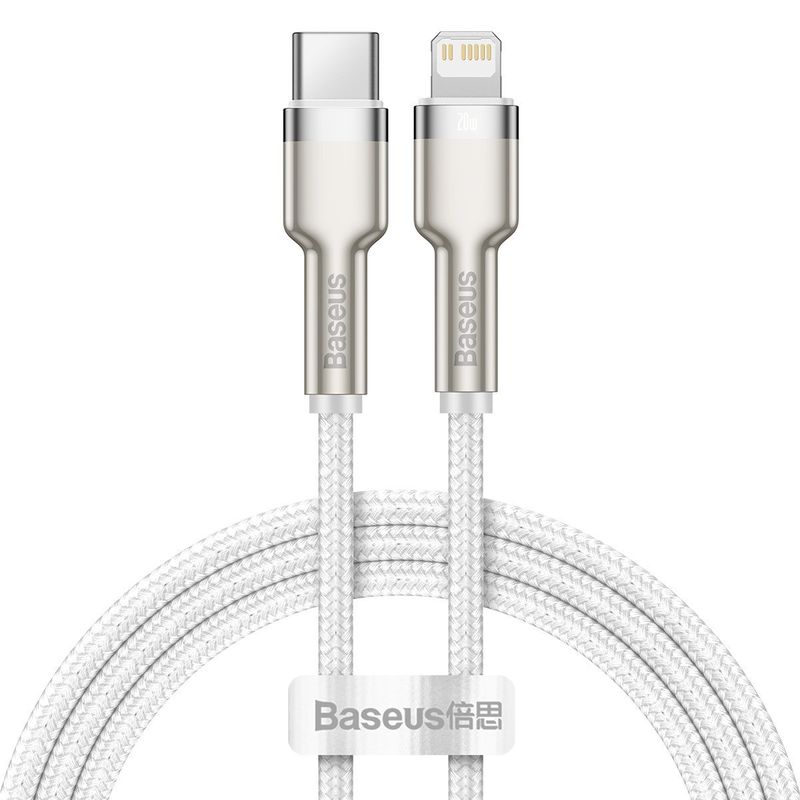 Baseus Cafule Metal USB-C - Lightning PD 20W 1m kábel - fehér