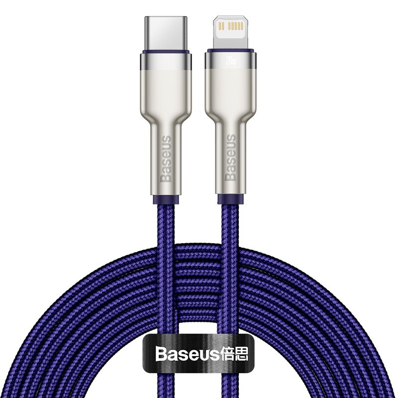 Baseus Cafule Metal USB-C - Lightning PD 20W 2m kábel - lila