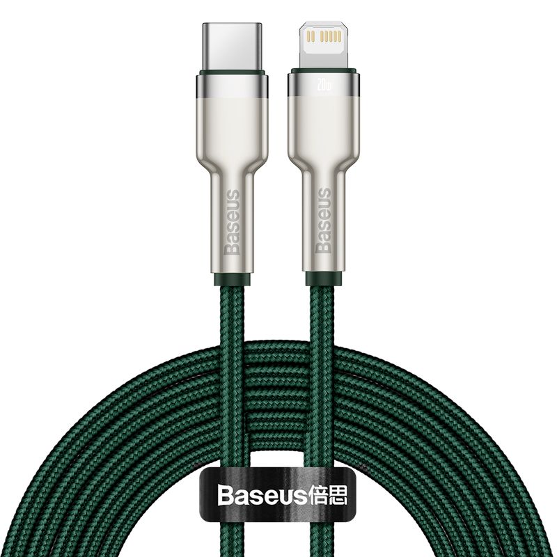 Baseus Cafule Metal USB-C - Lightning PD 20W 2m kábel - sötétzöld