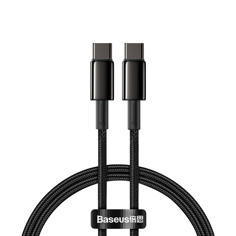 Baseus Tungsten Gold USB-C - USB-C 100W 1m szövet sodrott kábel - fekete