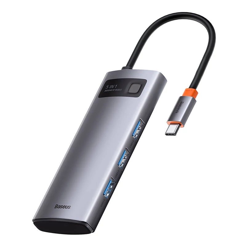 Baseus Metal Gleam 5 az 1-ben USB-C HUB 3xUSB 3.0 + HDMI + USB-C PD