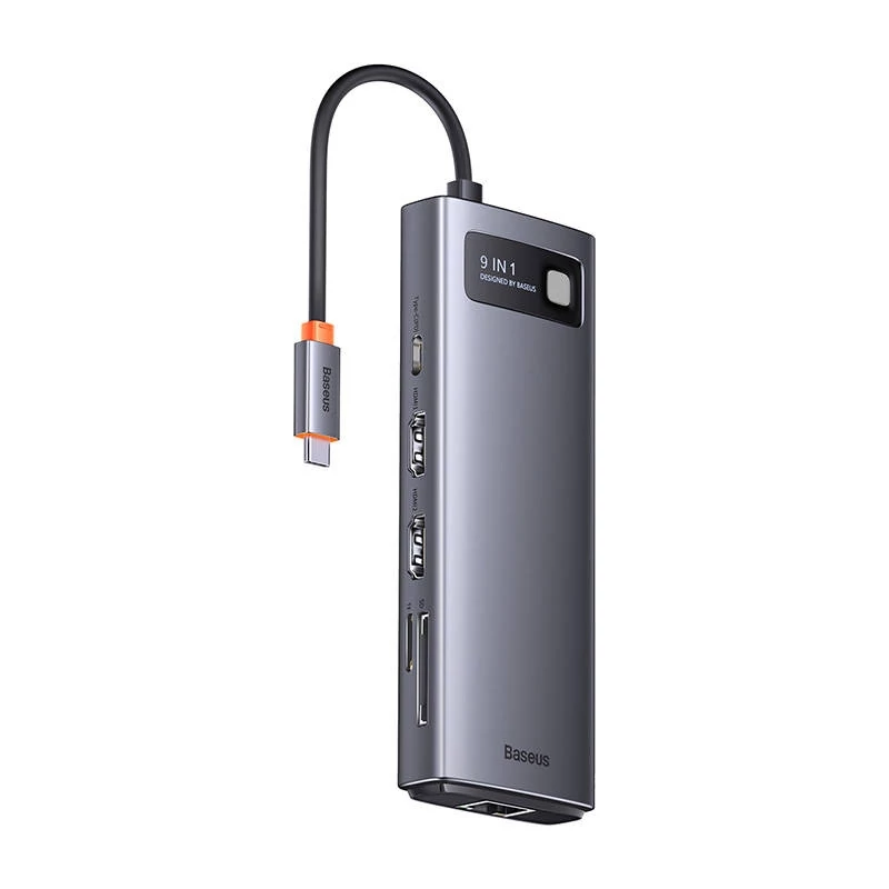 Baseus Metal Gleam 9 az 1-ben USB-C - 2xUSB 3.0 + 2xHDMI + USB 2.0 + USB-C PD + LAN RJ45 + microSD/SD HUB