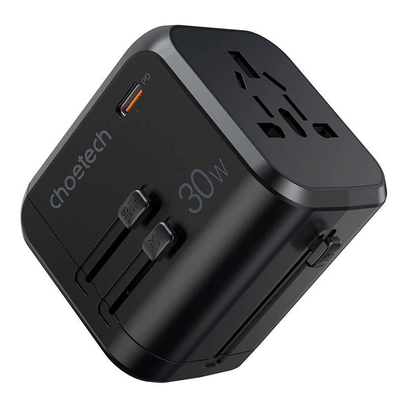 Choetech PD5008 GaN 3xUSB + USB-C 30W utazó adapter töltő - fekete