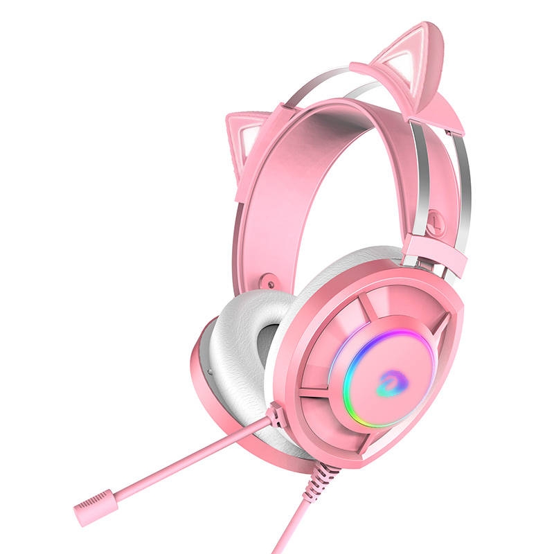 Dareu EH469 USB RGB gamer mikrofonos fejhallgató - rózsaszín