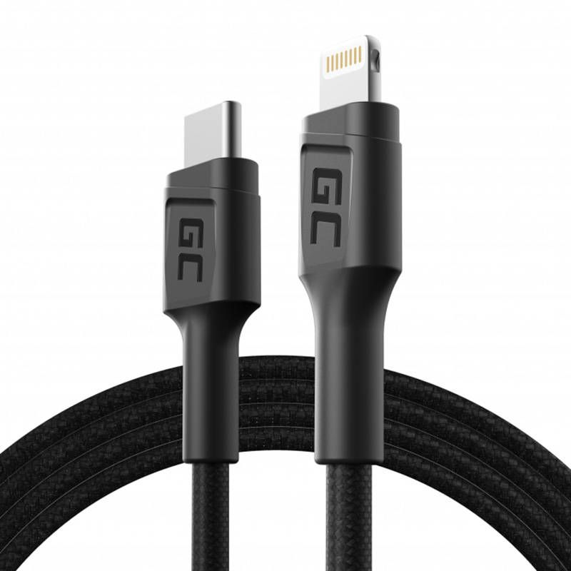 Green Cell USB-C - Lightning MFI 1m kábel - fekete