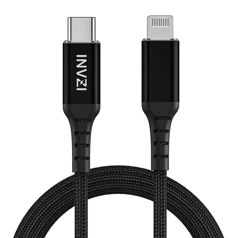 INVZI USB-C - Lightning MFi 2m kábel - fekete