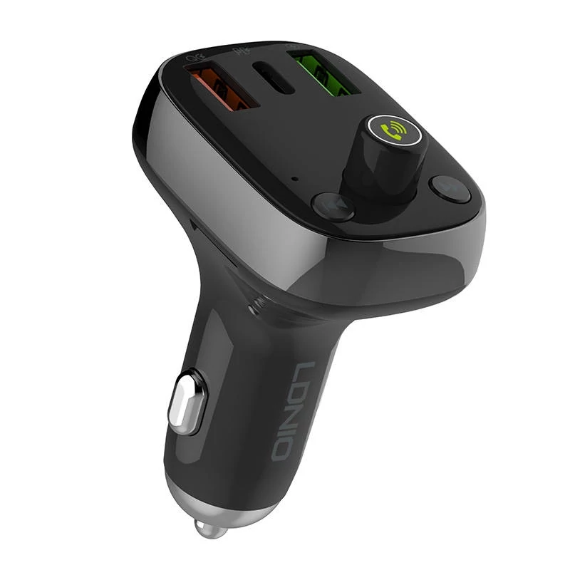 LDNIO C704Q bluetooth FM transmitter 2xUSB + USB-C + microSD - fekete