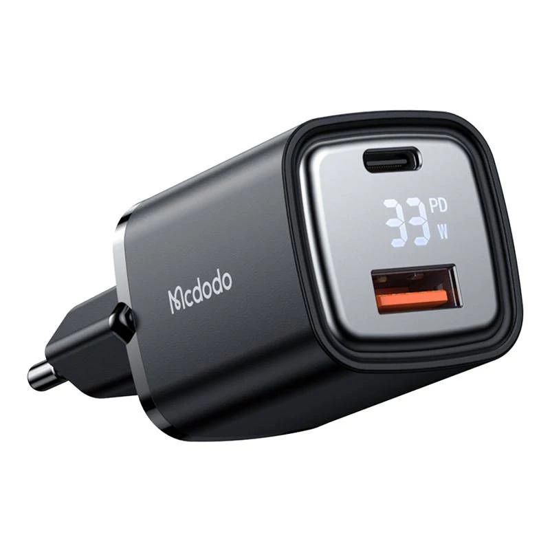 McDodo CH-1701 33W USB + USB-C hálózati gyorstöltő kijelzővel - fekete