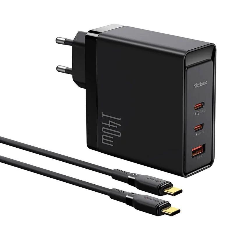 Mcdodo CH-2913 GaN5 Pro 140W 2xUSB-C + USB hálózati gyorstöltő - fekete