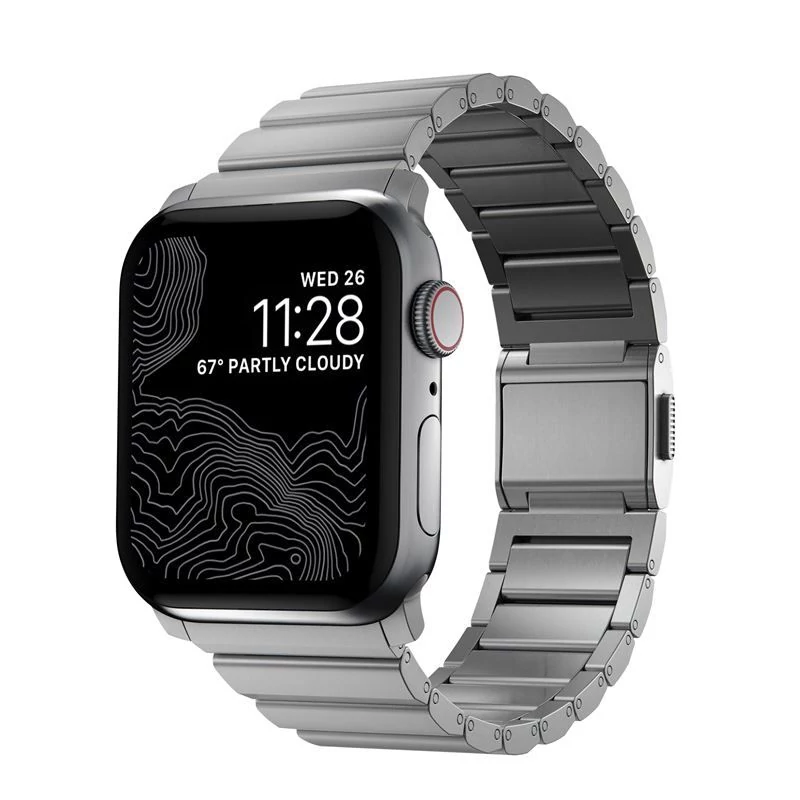 Nomad Titanium Band fém szíj - Apple Watch Ultra (49mm) 8/7 (45mm) / 6 / SE / 5 / 4 (44mm) / 3 / 2 / 1 (42mm) - ezüst