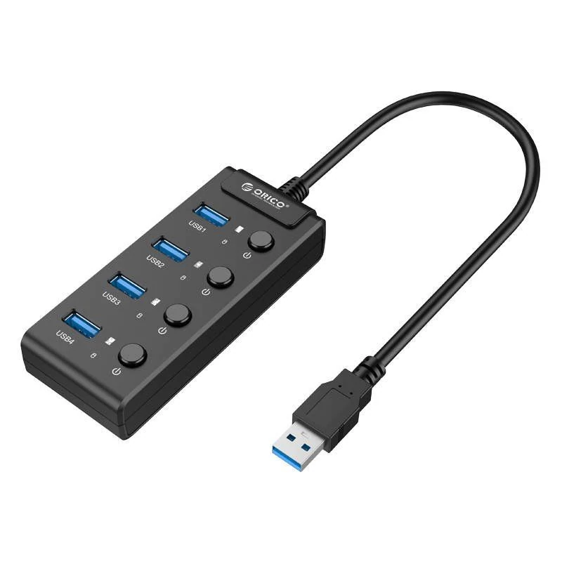 Orico hub USB 3.0, 4x USB - fekete