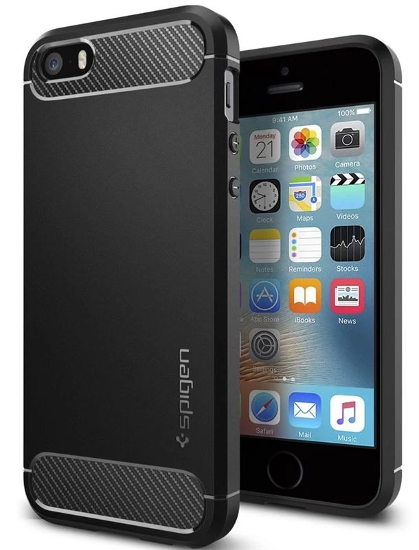 Spigen Apple iPhone 5s / SE Rugged Armor tok - fekete