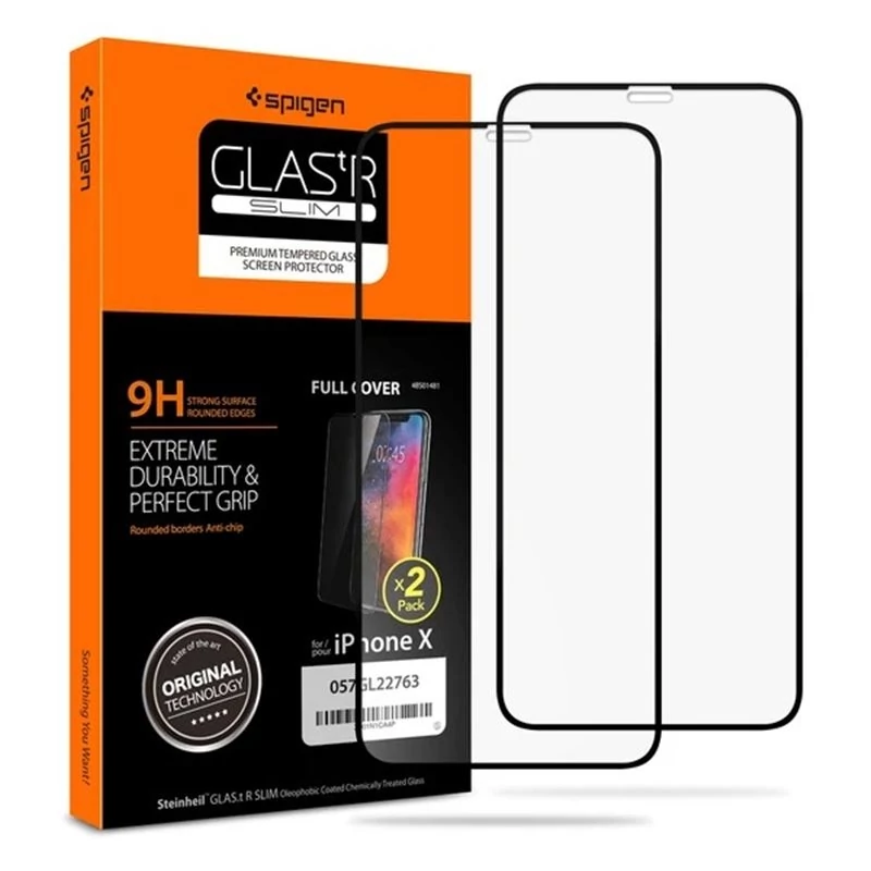 Spigen GLAStR Slim FC kijelzővédő fekete kerettel - Apple iPhone 11 Pro/X/XS (2db)